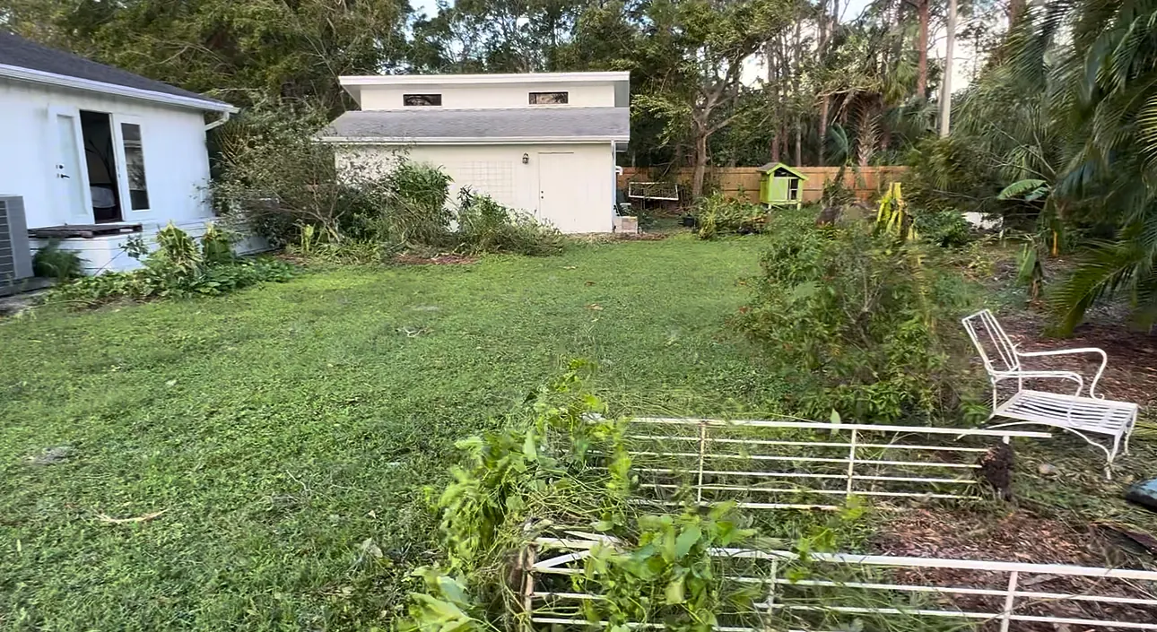 Bradenton backyard during storm recovery, 2024