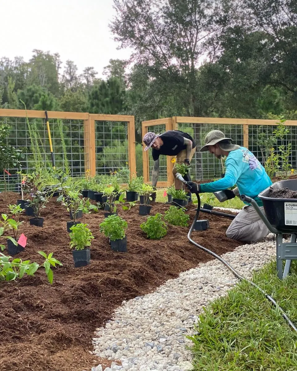 Bring Back Eden crew planting a new food forest bed