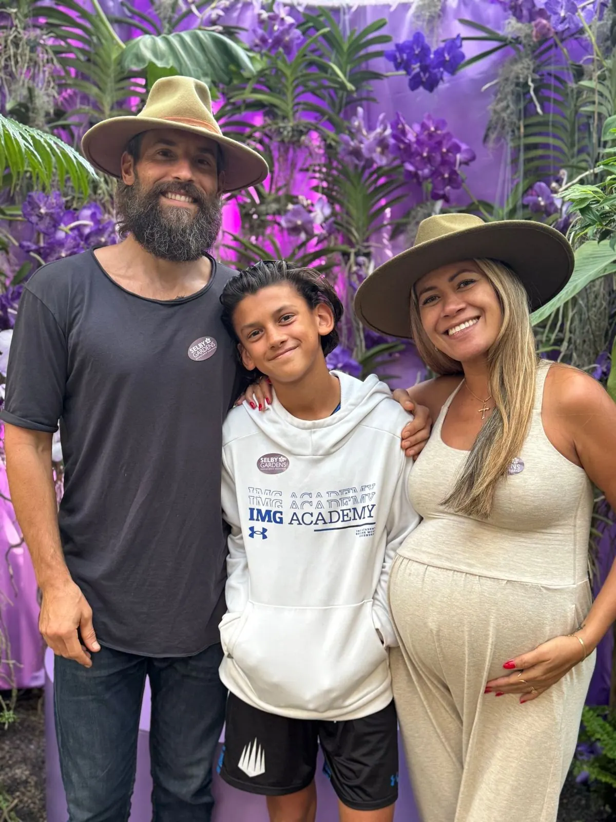 Matthew Nadu with his wife and son at a garden event