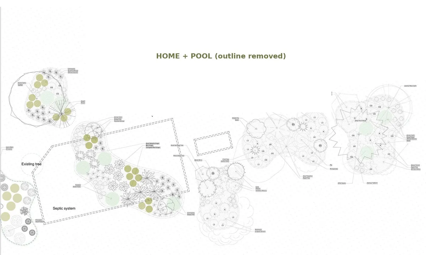 Revised Phase 2 planting plan with smaller-rooted planting over the septic area
